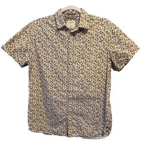 Ricky Singh Denim & Flower Floral Short Sleeve Button Up Shirt Men's M Preppy